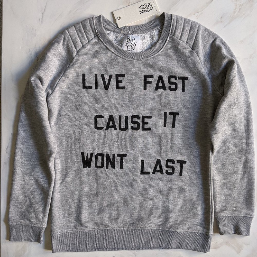ZOE KARSSEN Moto Sweatshirt - Grey, Medium